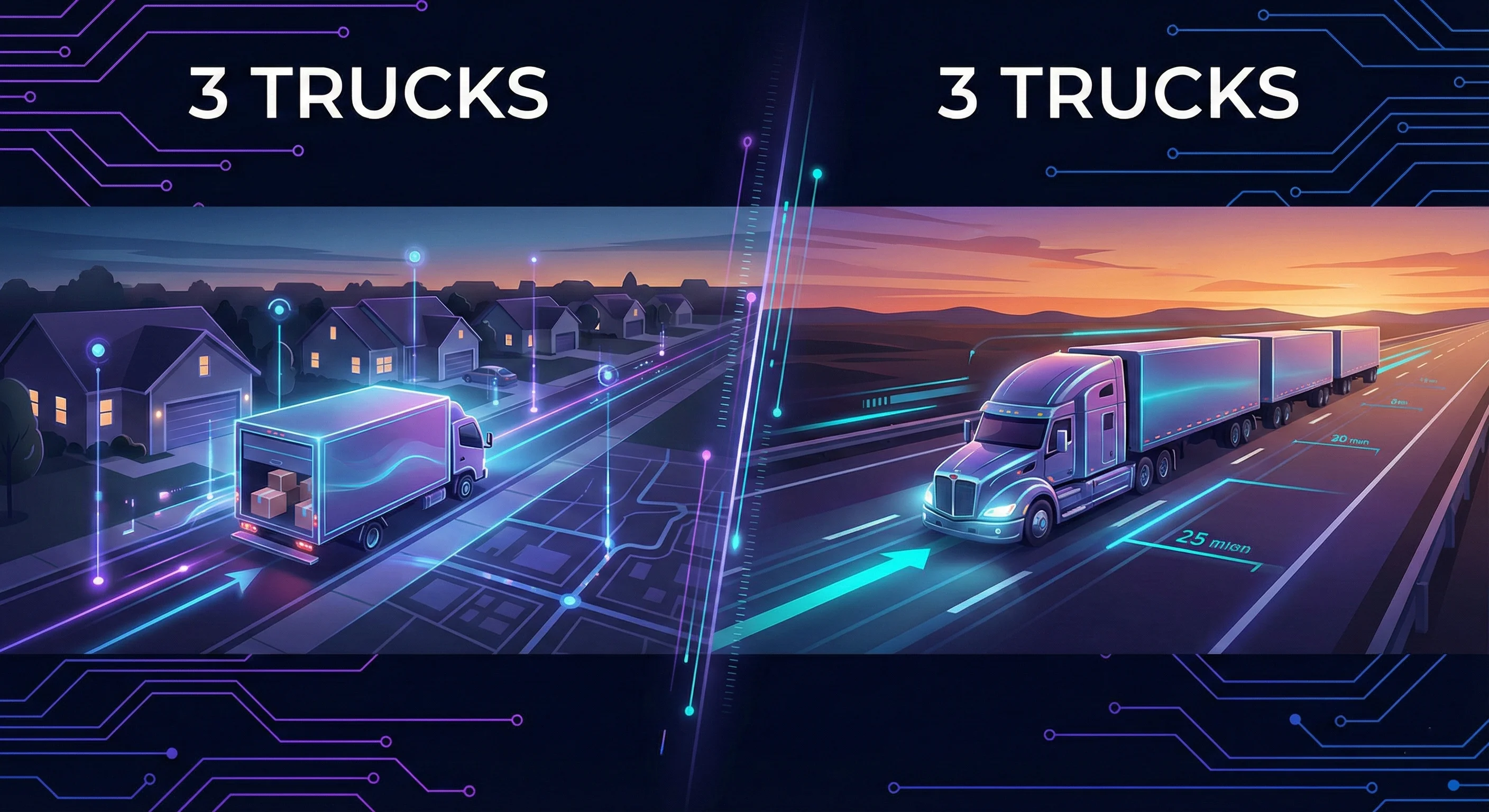 Two carriers with 3 trucks - one local delivery, one long-haul