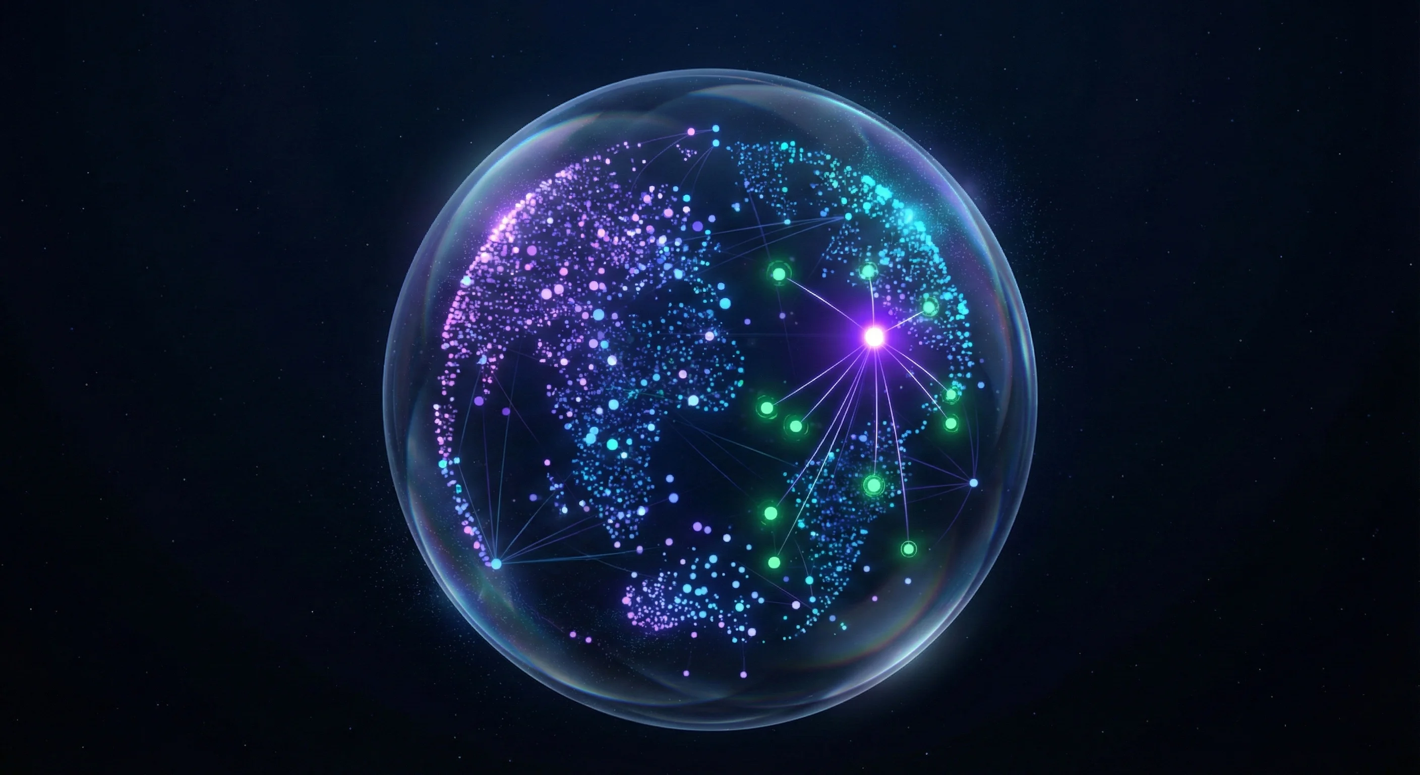 3D sphere showing carrier data points clustered by similarity